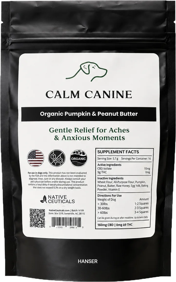Calm Canine dog treats pouch